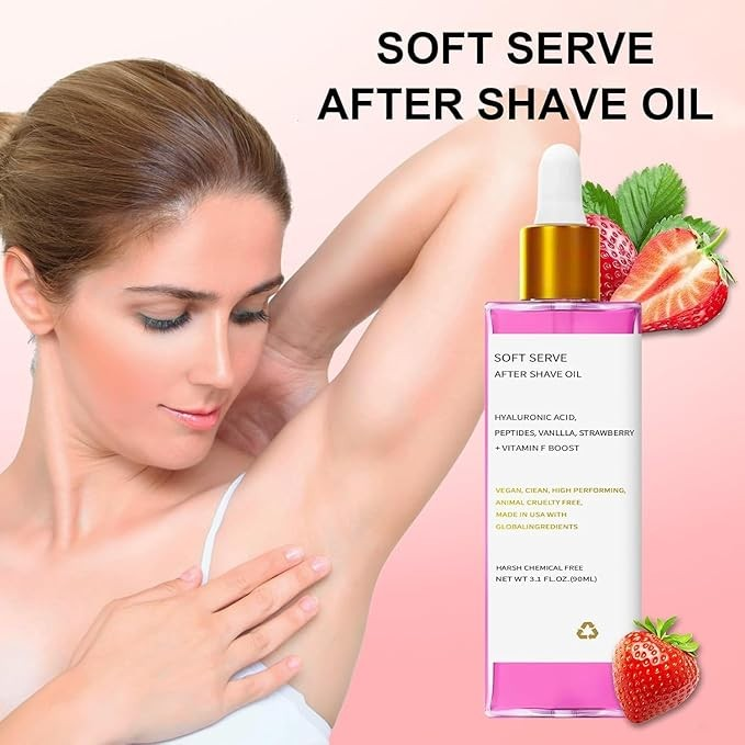 Aceite calmante after shave con fragancia de fresa y vainilla