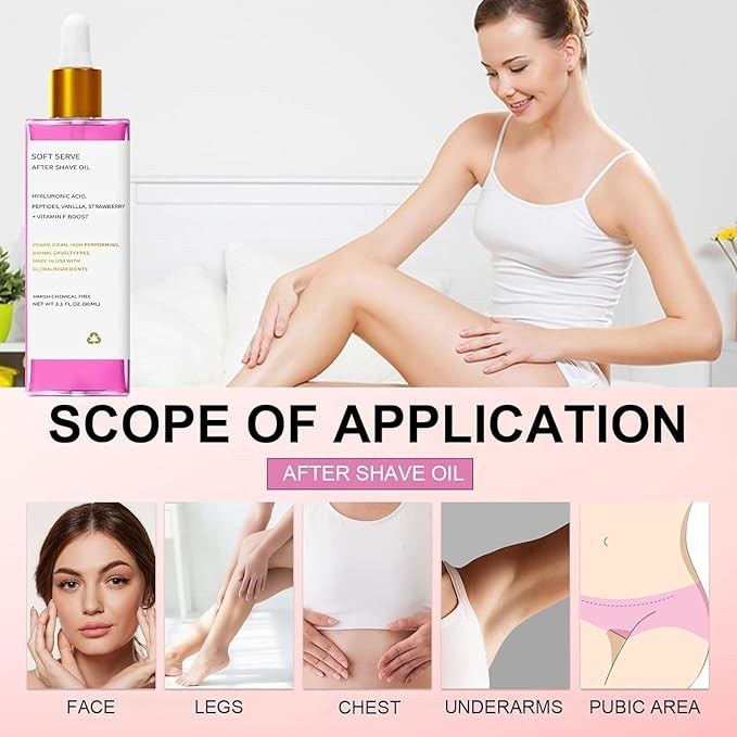Aceite calmante after shave con fragancia de fresa y vainilla