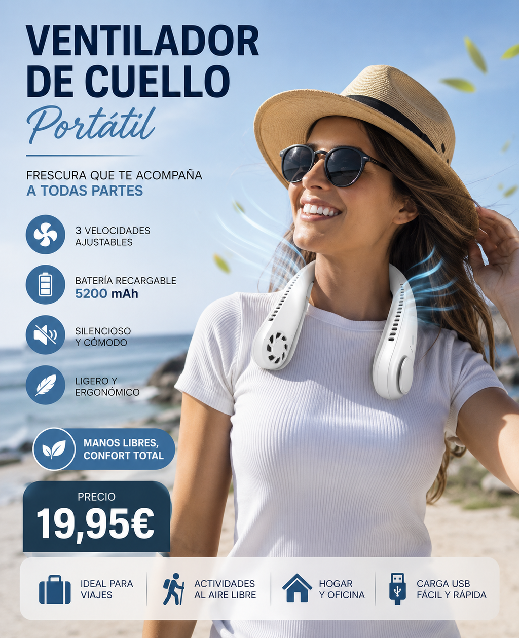 Ventilador de cuello portátil