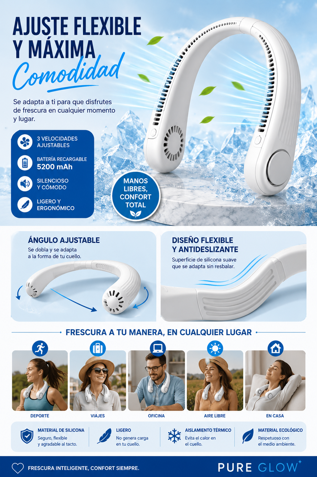 Ventilador de cuello portátil