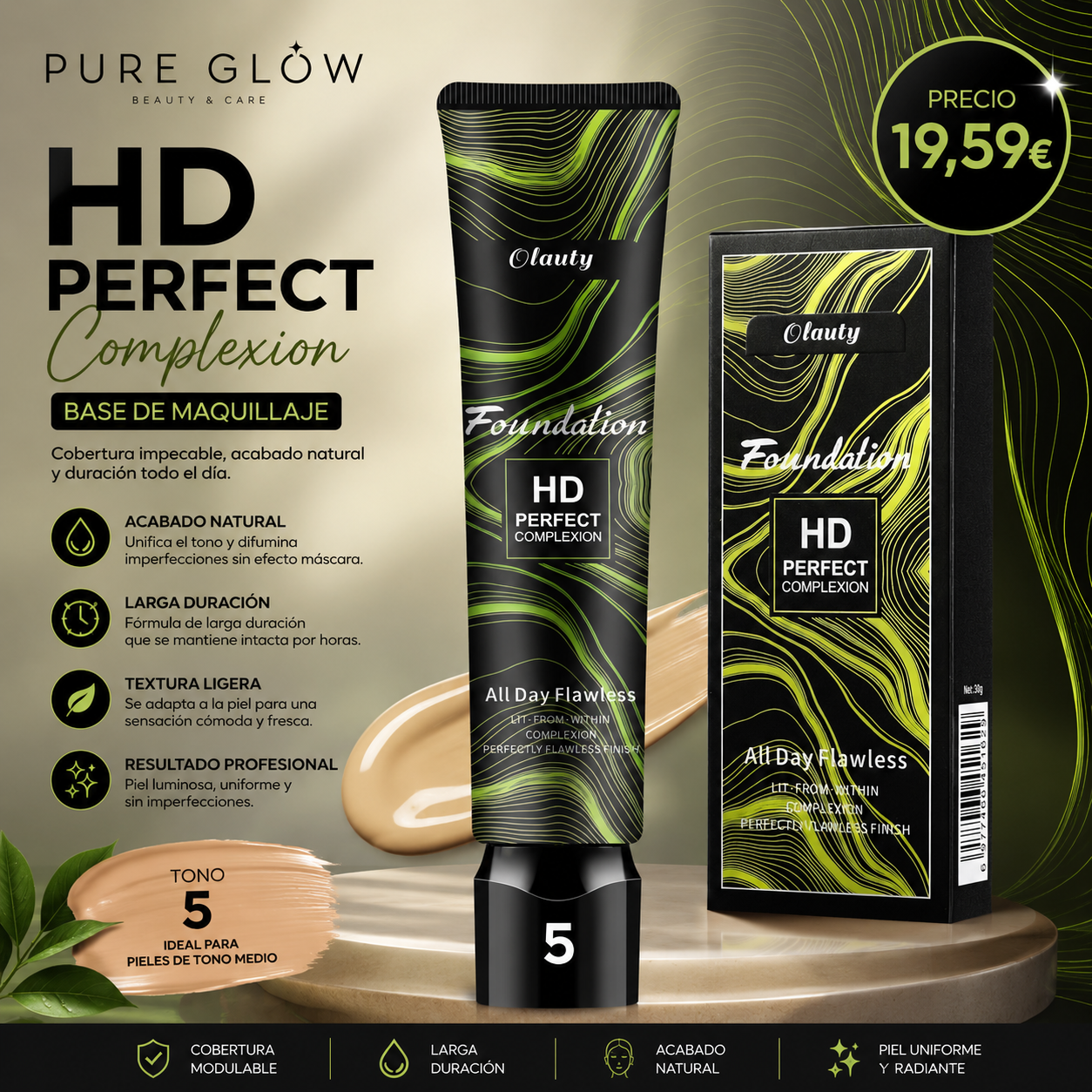 Base de Maquillaje HD Perfect Complexion Tono 5