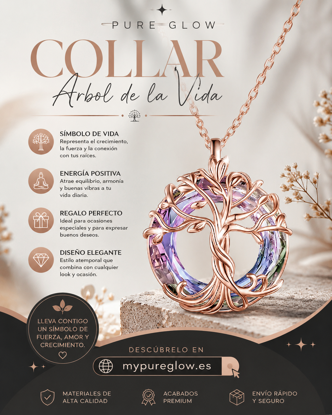 Collar con colgante de árbol de la vida