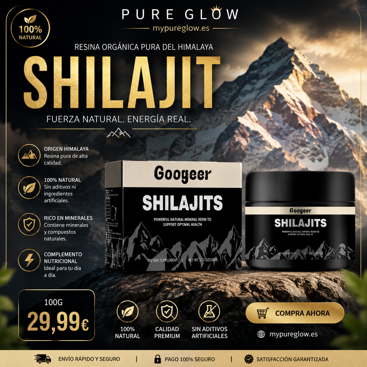 SHILAJIT Resina orgánica pura del Himalaya 100g